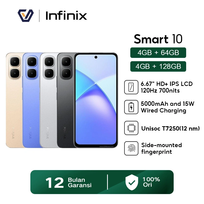 Official Infinix Smart 10 4+64GB/4+128GB- Disply 6.67 inches - 5000mAh