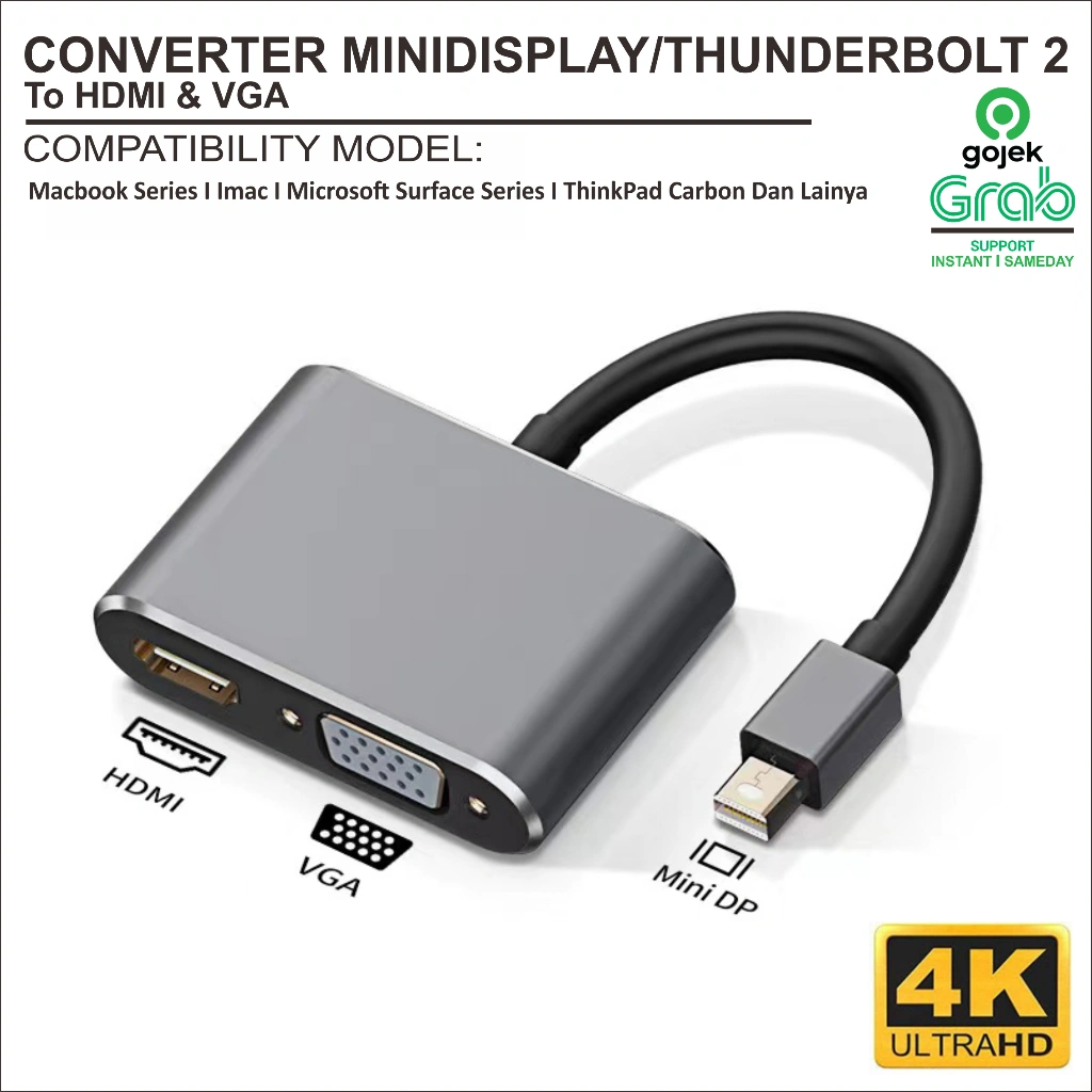 Converter Hub Dock Adapter Mini Display MD / Thunderbolt to VGA HDMI MacBook Air Pro 2010 2011 2012 2013 2014 2015 2016 2017 Microsoft Surface Lenovo Think Pad