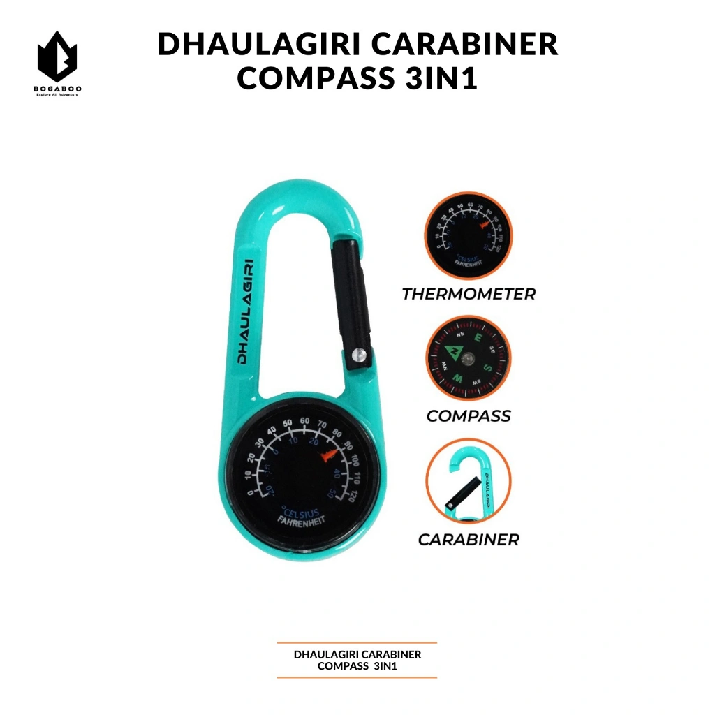 DHaulagiri karabiner 3 in 1 - karabiner kompas termometer - carabiner carier - karabiner alumunium - gantungan tas - kompas petunjuk mata angin