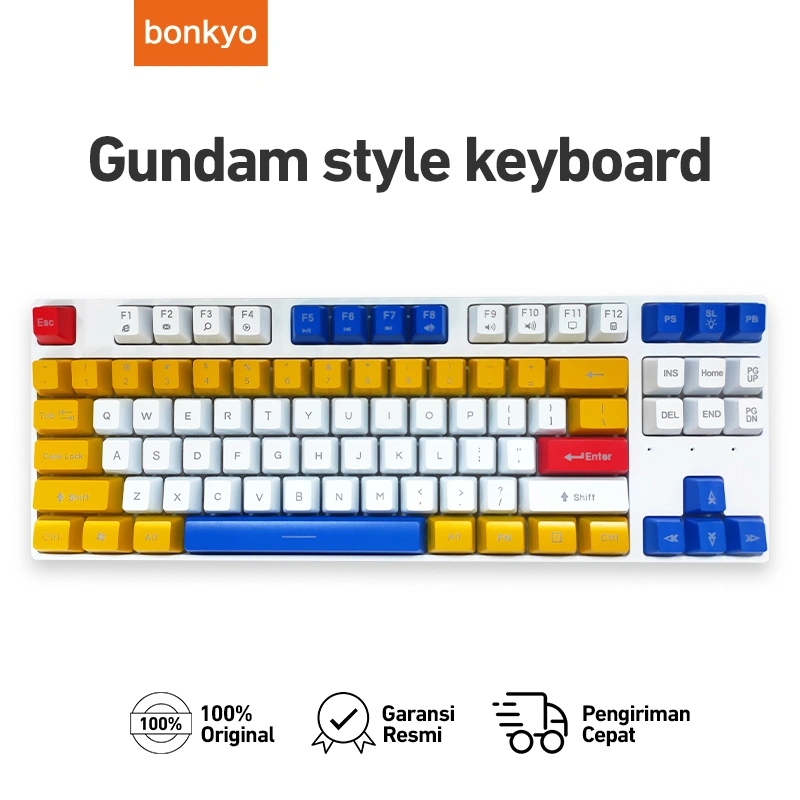 Bonkyo Keyboard 87 key gaming keyboard anime mouse keyboard mouse pad set kabel mouse keyboard