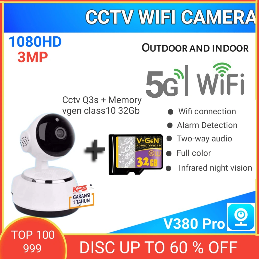 CCTV Q3S V380 PLUS MEMORY VGEN CLASS10 32 64 128 GB | BABY MONITOR | PANYTAU JARAK JAUH DARI HP | CCTV WIRRELESS CANGGIH