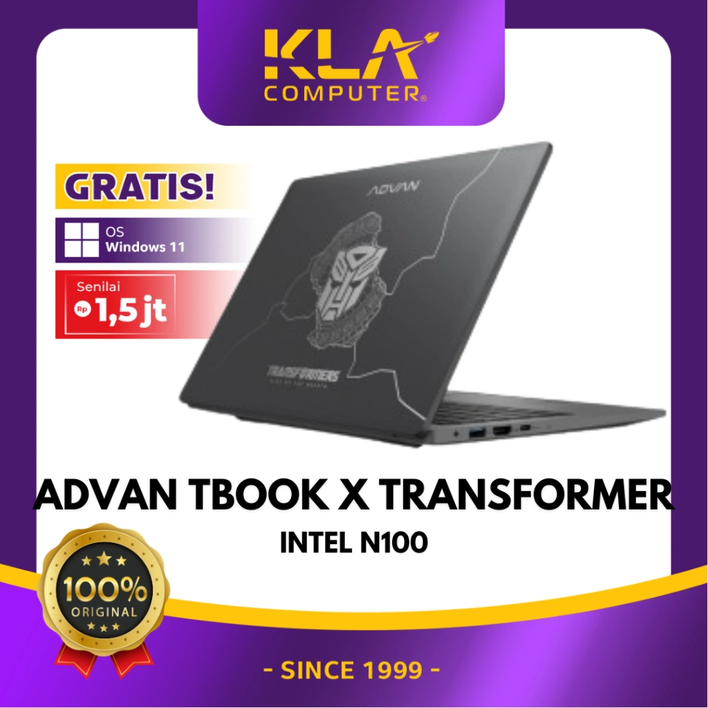 ADVAN Laptop TBook X Transformer Intel N100 4GB/128GB 14 Inch HD Free Windows 11 Original Upgradable Garansi Resmi