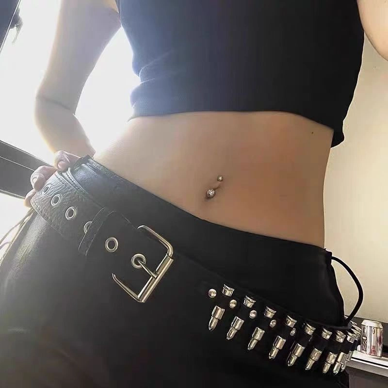 BGS-496 Fashion Wanita Kulit Punk Belt Berongga Rivet Merek  Mewah Belt Kepribadian Rock Liar