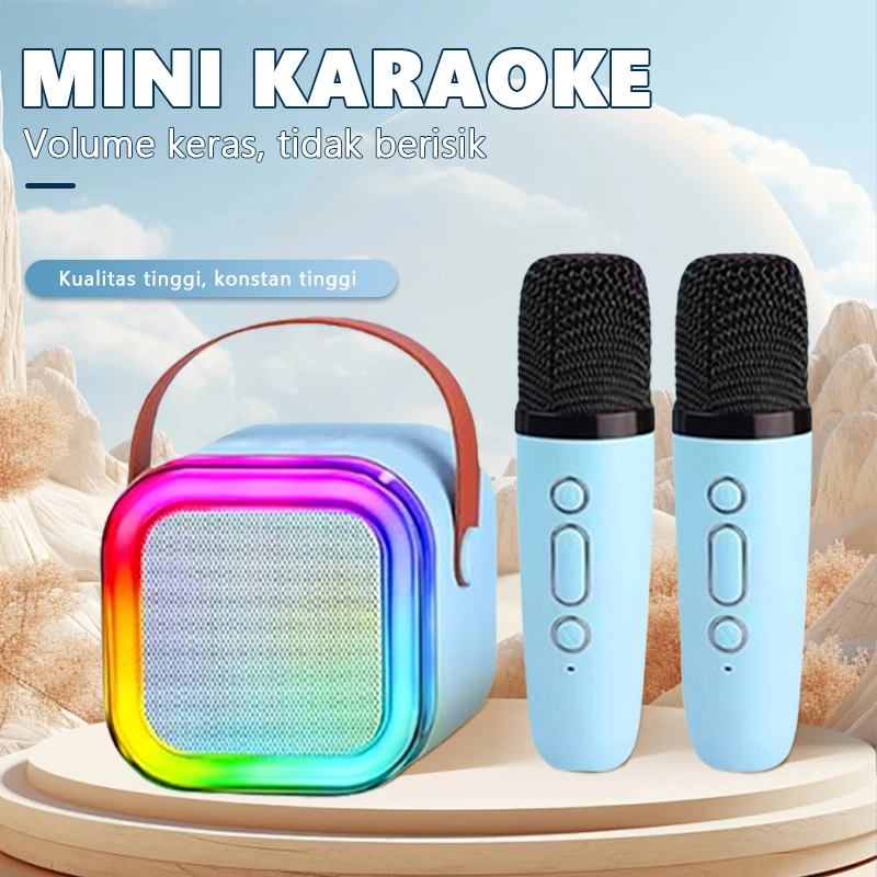 [COD]Bluetooth Mini Speaker Karaoke Wireless Speaker 2Mic 1 Set Karaoke Speaker KTV Cute Full Bass Wireless Karaoke