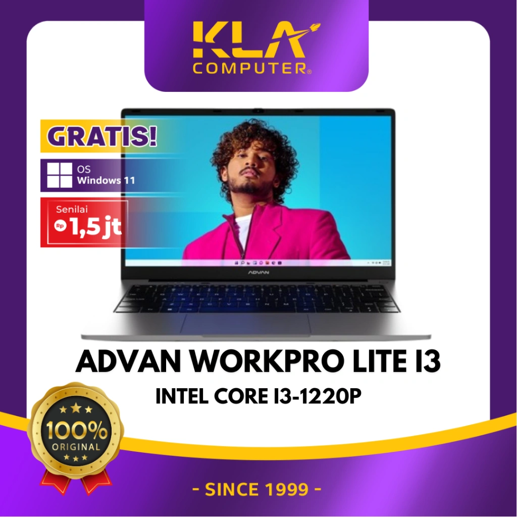 Advan WorkPro Lite Intel i3-1220P 8GB SSD 256GB 14 Inch FHD IPS Windows 11 Original GARANSI RESMI