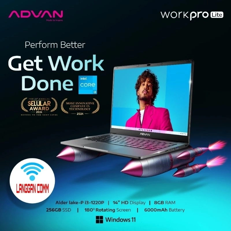 Laptop Advan Workpro Lite Intel Core i3 Gen 12 14 Inch IPS FHD Ram 8GB SSD 256GB Windows 11 Advan Work Pro Lite i3 Gen 12 Workpro Core i3