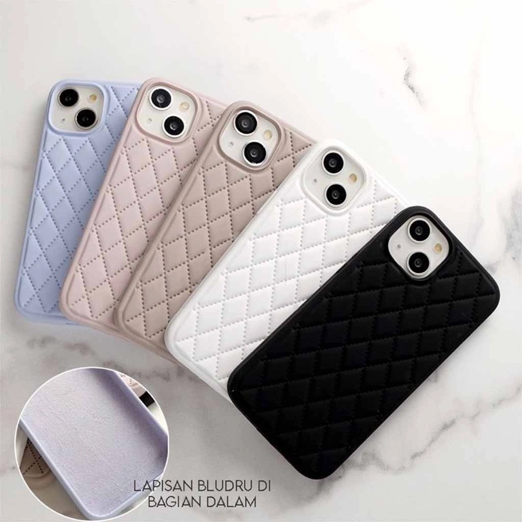 New! Diamond Bludru Rhombic Silicone Case - Softcase/Casing Hp Fullcover Compatible For Iphone X Xs Xr 11 12 13 14 15 16 16e 17 17AIR  Pro Promax Plus Rci488
