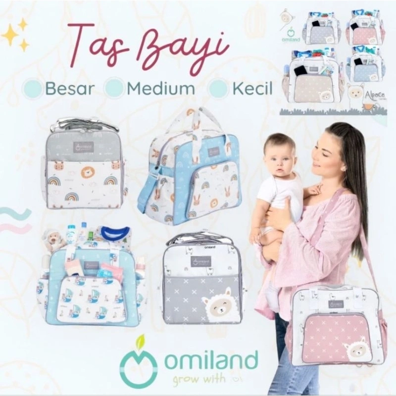 OMILAND / Tas Bayi Besar / Medium / Kecil / Diaper Bag Besar Alpaca, Rainbow Series / Kado Lahiran