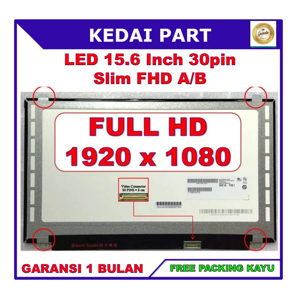 LCD LED Gigabyte Sabre 15.6 15 Inch 30 Pin 30pin Slim Tipis Full HD FHD Bracket Kuping Baut Atas Bawah