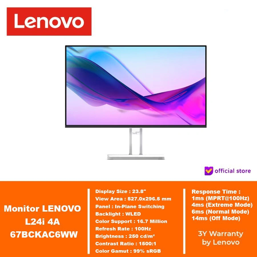 Monitor LENOVO L24i 4A 23.8 WLED 100Hz 1ms 67BCKAC6WW