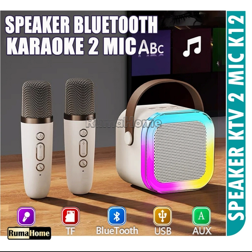 Karaoke Speaker Bluetooth 2 mic 1 set garansi 1 tahun Mini Machine with 2 Wireless Microphone Bluetooth Karaoke Speaker