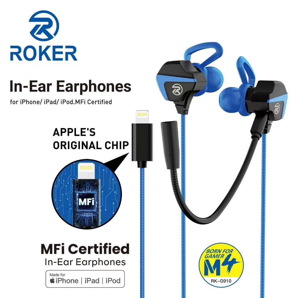 Earphone / Headset Gaming Roker M4 RK-G910 IOS lightning MFI