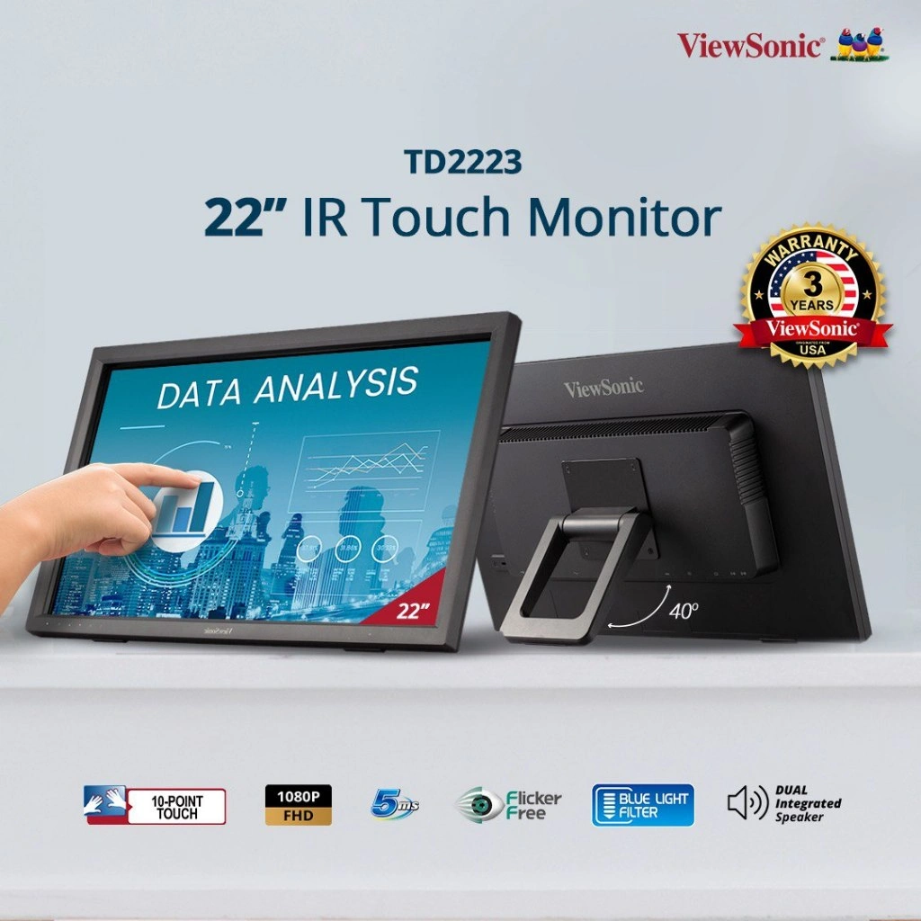 ViewSonic Monitor TD2223 Touch Screen 22 inch dengan Resolusi Full HD dan 10-Point Multi-Touch