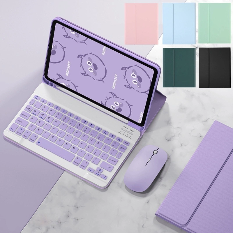 Samsung Galaxy Tab A9 Plus 11 Inch 2023 X210 X215 X216 Book Cover Leather Flip Case Keyboard Wireless Bluetooth Mouse Silent Click Casing Sarung Kulit