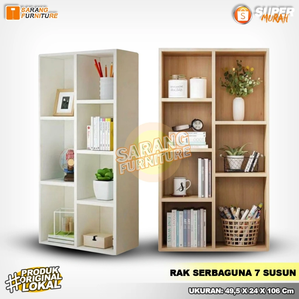 RAK BUKU 7 SUSUN RAK MAINAN SERBAGUNA WHITE CREAM LEMARI SERBAGUNA LEMARI BUKU RSG 3 SUSUN RSG 4 SUSUN JTR  SELURUH INDONESIA
