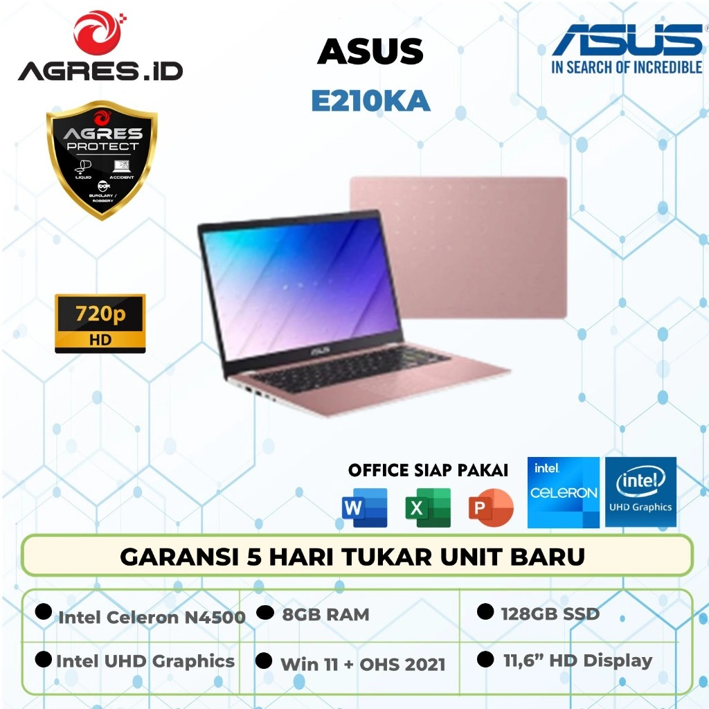 ASUS E210KA Laptop Intel N4500 8GB 128GB Win 11 OHS 11.6 Inch