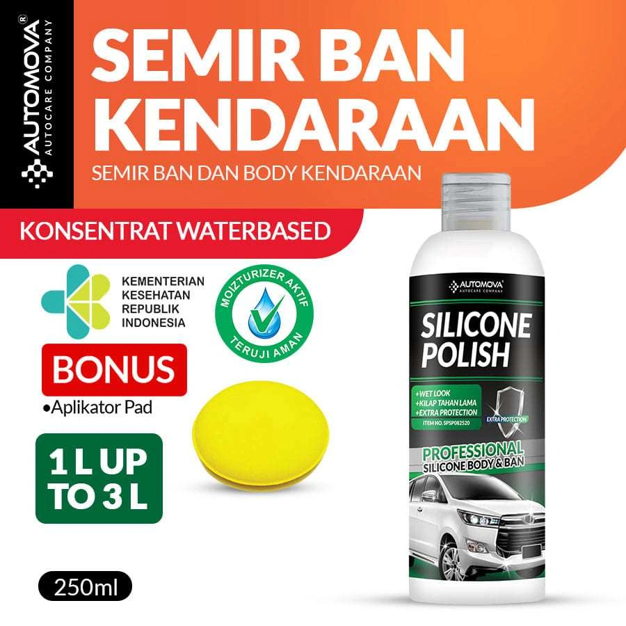 AUTOMOVA - Silicone Polish Penghitam Semir Ban Pengkilap Multiguna Bodi Motor Mobil