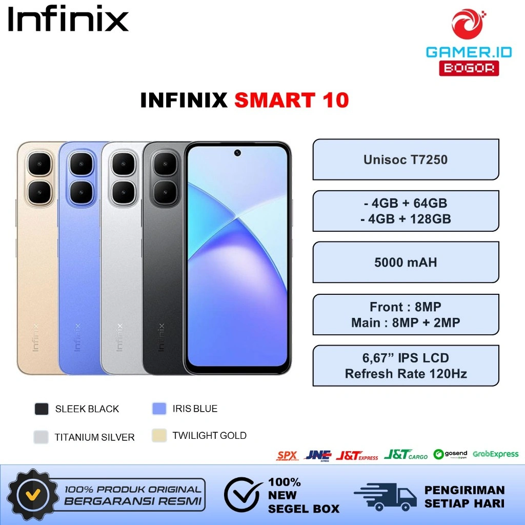 INFINIX SMART 10 4GB+128GB | 120Hz Smooth Display | 5000mAh 15W | IP64 | Garansi Resmi