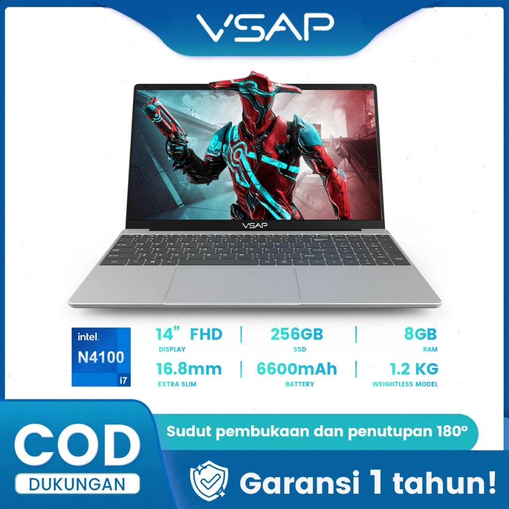 VSAP Laptop Notebook Intel Celeron N4020 8G 256G SSD Windows 11 Pro Notebook FHD 14 inch Baru 2025