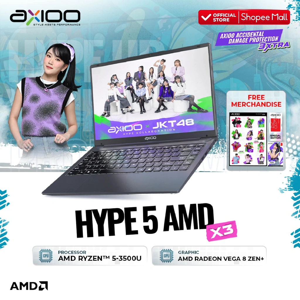 Axioo Laptop Hype 5 AMD X3 Ryzen 5-3500U/8GB/256GB/FHD IPS