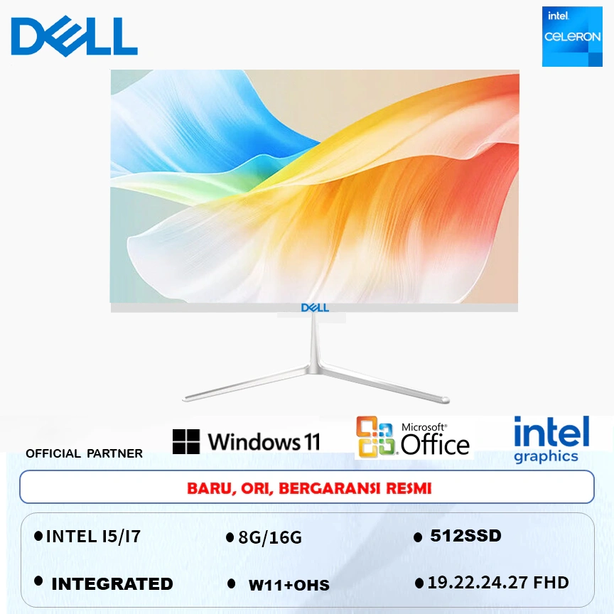 DELL Komputer Full PC All-in-One Baru Terbaru HD Super Tipis Intel Core i3/i5/i7 Untuk Rumah, Belajar, Kantor, Gaming dan Hiburan Komputer Gaming All-in-One Intel Core i5/i7 ,Komputer Baru 22 inch/ 24 icnh/ 27 inch RAM 16G+512G