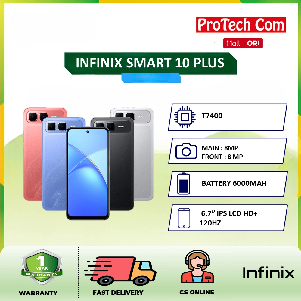 Infinix Smart 10 Plus 8/128GB 6.67 inch 120Hz HD+ T7250  6000 mAh Garansi Resmi