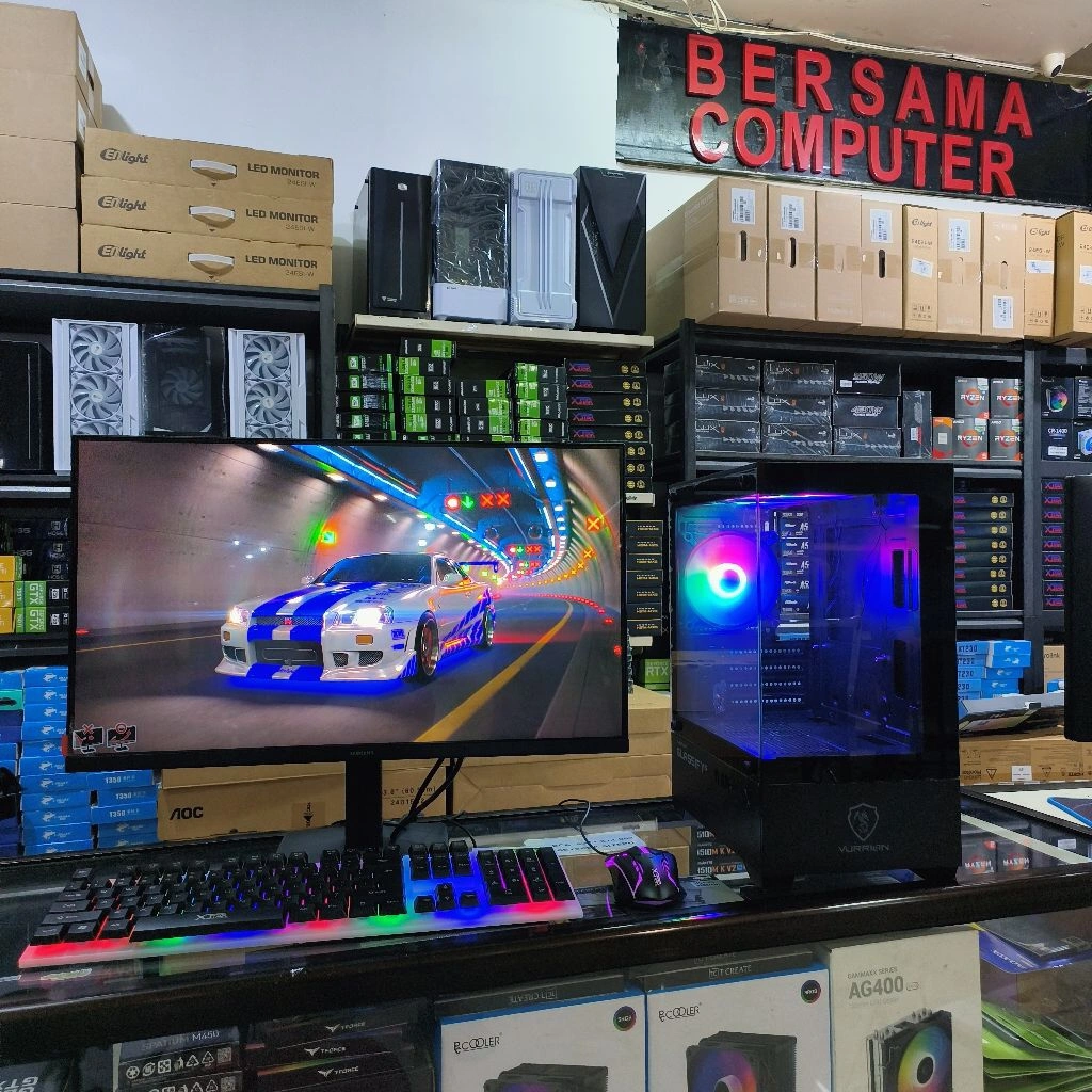 PC Gaming editing Core i7 Ram 16gb Ssd 512gb Vga 4 gb + Monitor 27 INCH Full set siap pakai