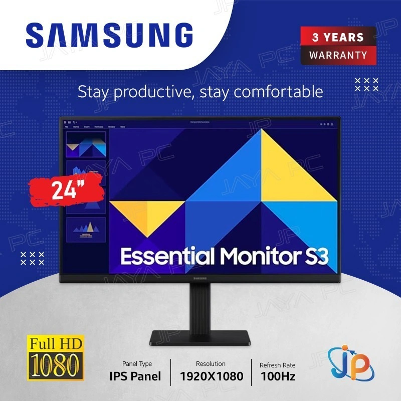 Monitor Samsung LED IPS S3 S24D300 - Full HD 24" Inc