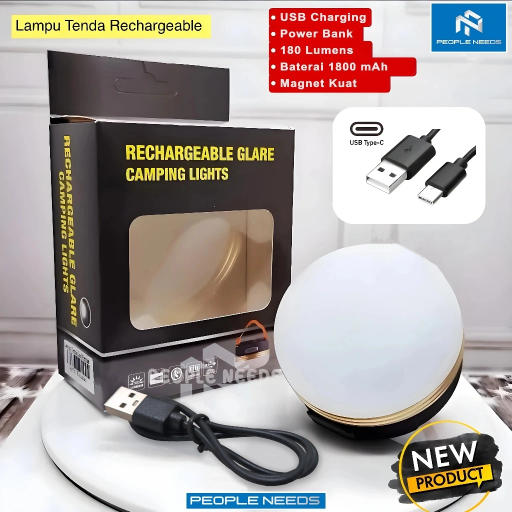 Lampu Tenda Led Rechargeable Hook Carabiner Magnet