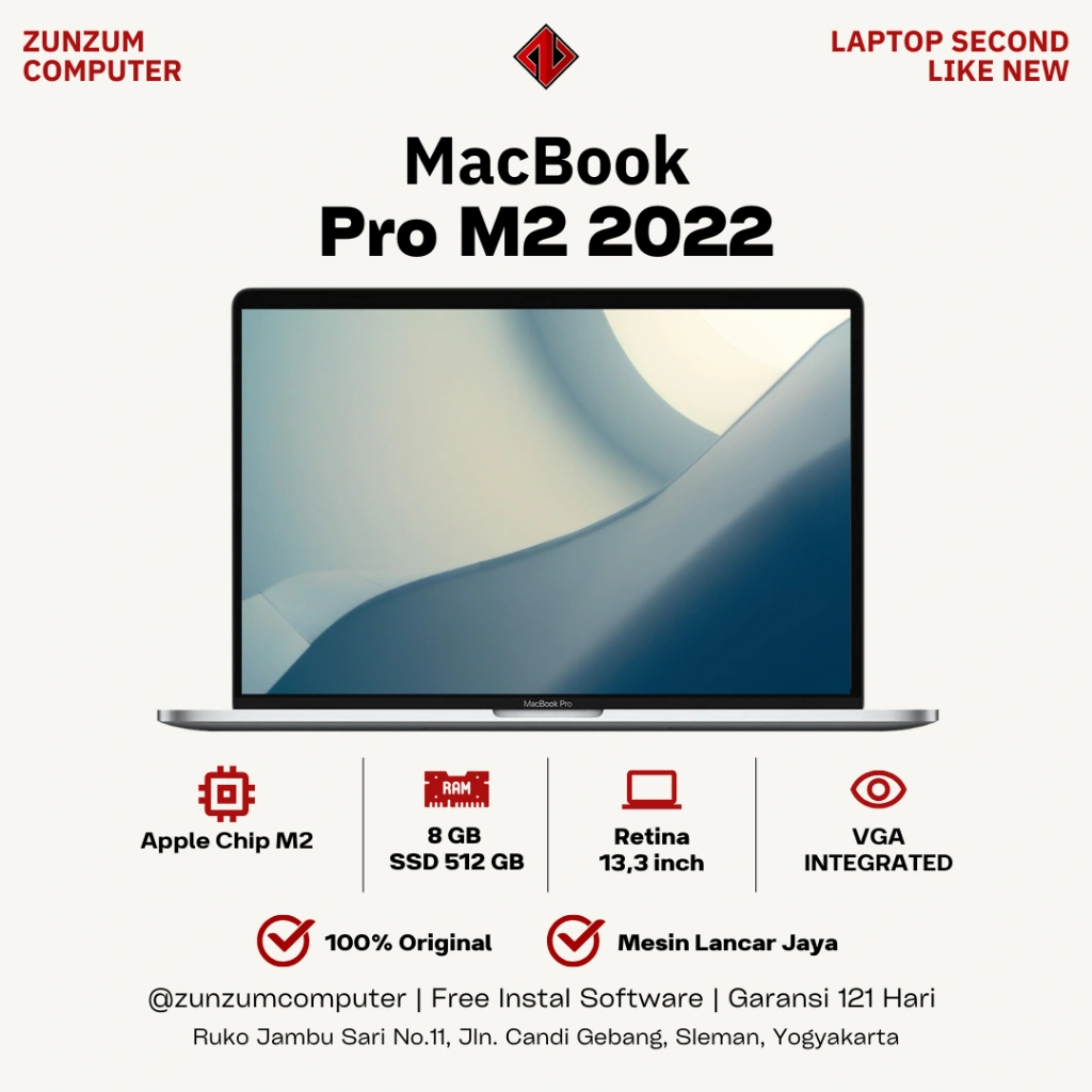 Macbook Pro M2 2022 Ram 8 GB SSD 256 GB MULUS LIKE NEW Termurah
