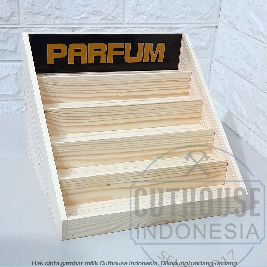 HSW016 - RAK SUSUN KAYU SERBAGUNA - Untuk Parfum, Skincare, Mainan, Hotwheels, Barber, Kopi Sachet
