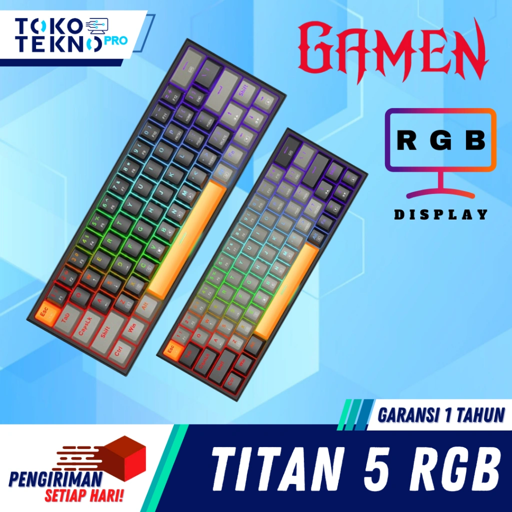 Gamen Titan V RGB / 5 RGB Wired Gaming Keyboard 60% Mechanical Garansi Resmi