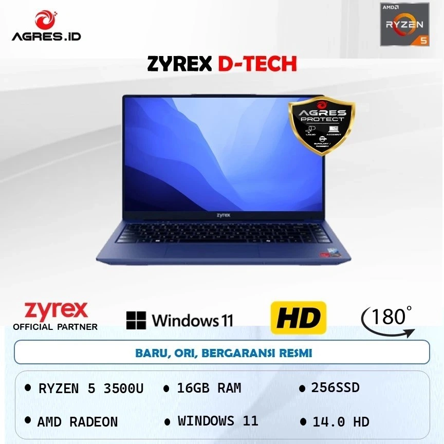 ZYREX D-TECH RYZEN 5 3500U 16GB 256GB W11 14.0 2Y BLU LAPTOP ZYREX D-TECH