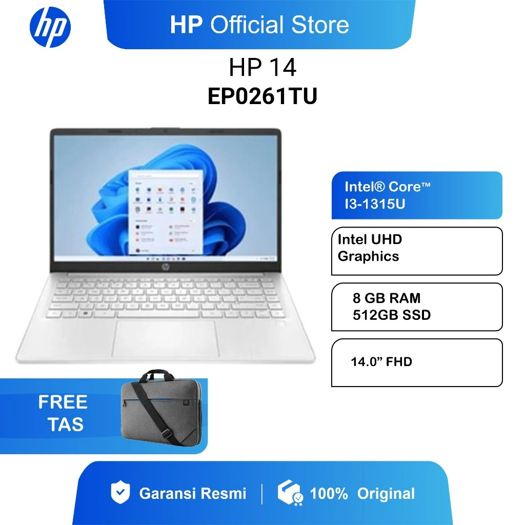HP 14 I3 1315U 8GB 512GB W11+OHS+M365B 14" FHD BACKLIT COPILOT 2Y GOLD/SILVER EP0260TU / EP0261TU