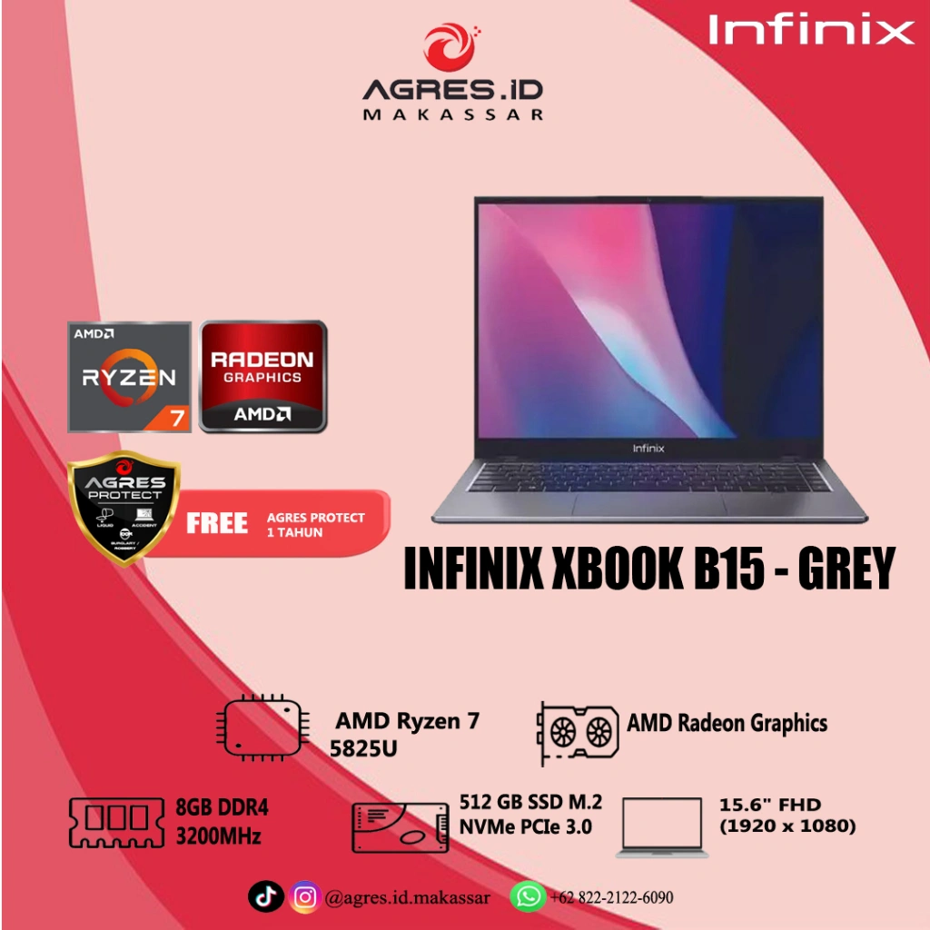INFINIX XBOOK B15 RYZEN 7 5825 8GB 512GB WIN11 15,6" FHD GREY