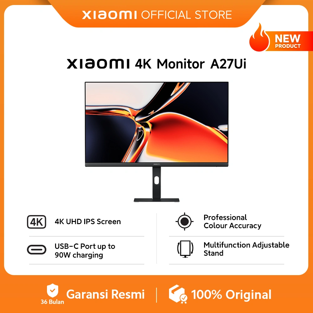 Xiaomi 4K Monitor A27Ui | 4K UHD IPS Screen | Professional Colour Accuracy | USB-C Port up to 90W charging | Multifunction Adjustable Stand [Official Store]