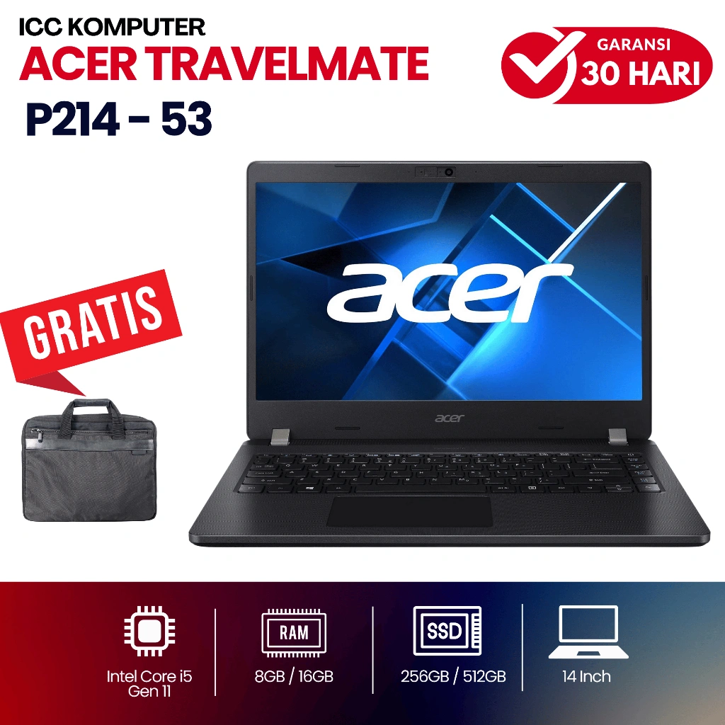 Laptop Acer Travelmate P214 - 53 / P414 Core i5 Gen 11 RAM 16GB SSD 512GB - Second Mulus Bergaransi Murah