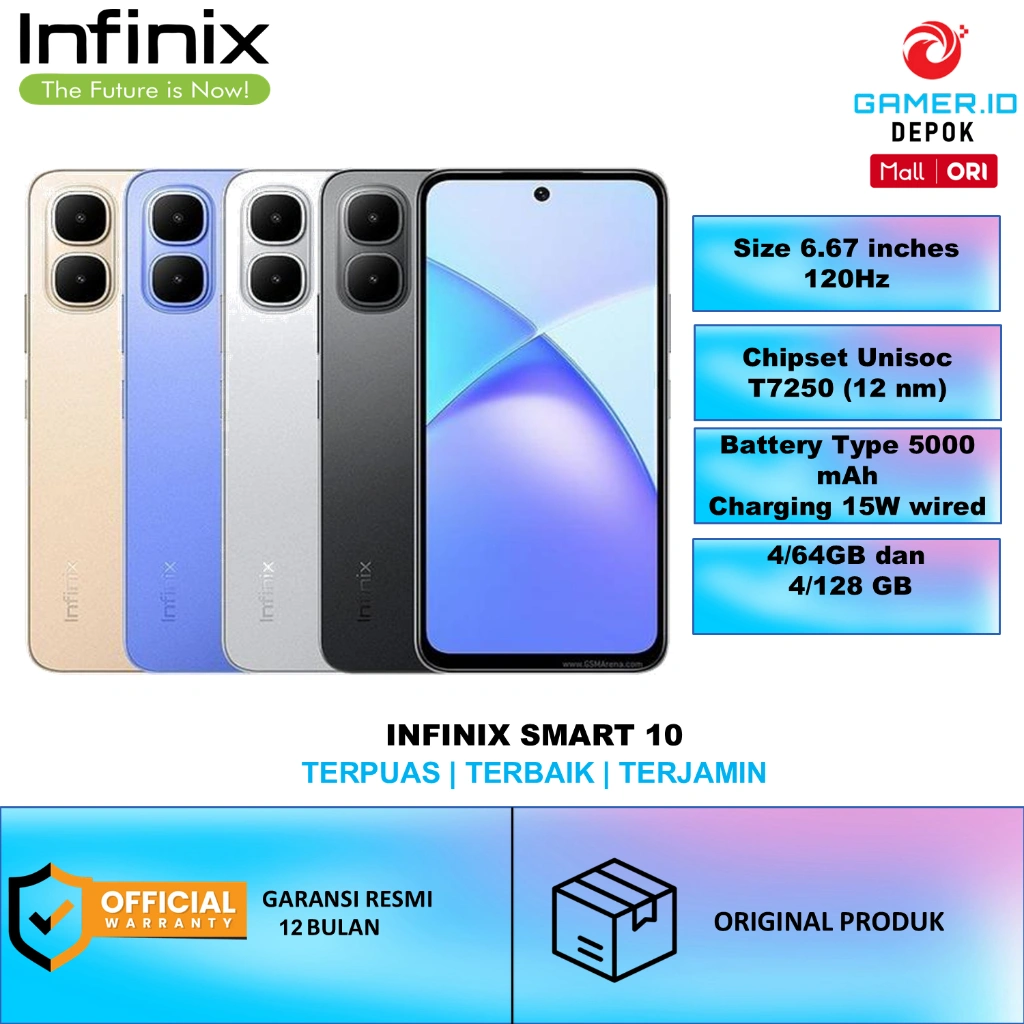 INFINIX SMART 10 RAM 4 GB STORAGE 128GB GARANSI RESMI INFINIX