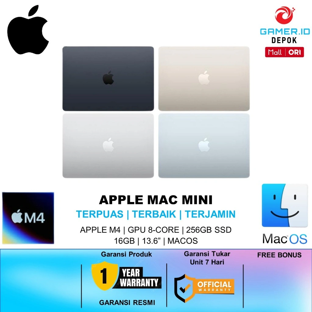 (READY) IBOX MACBOOK AIR 13 M4 8C GPU RAM 16GB SSD 256GB 10C CPU