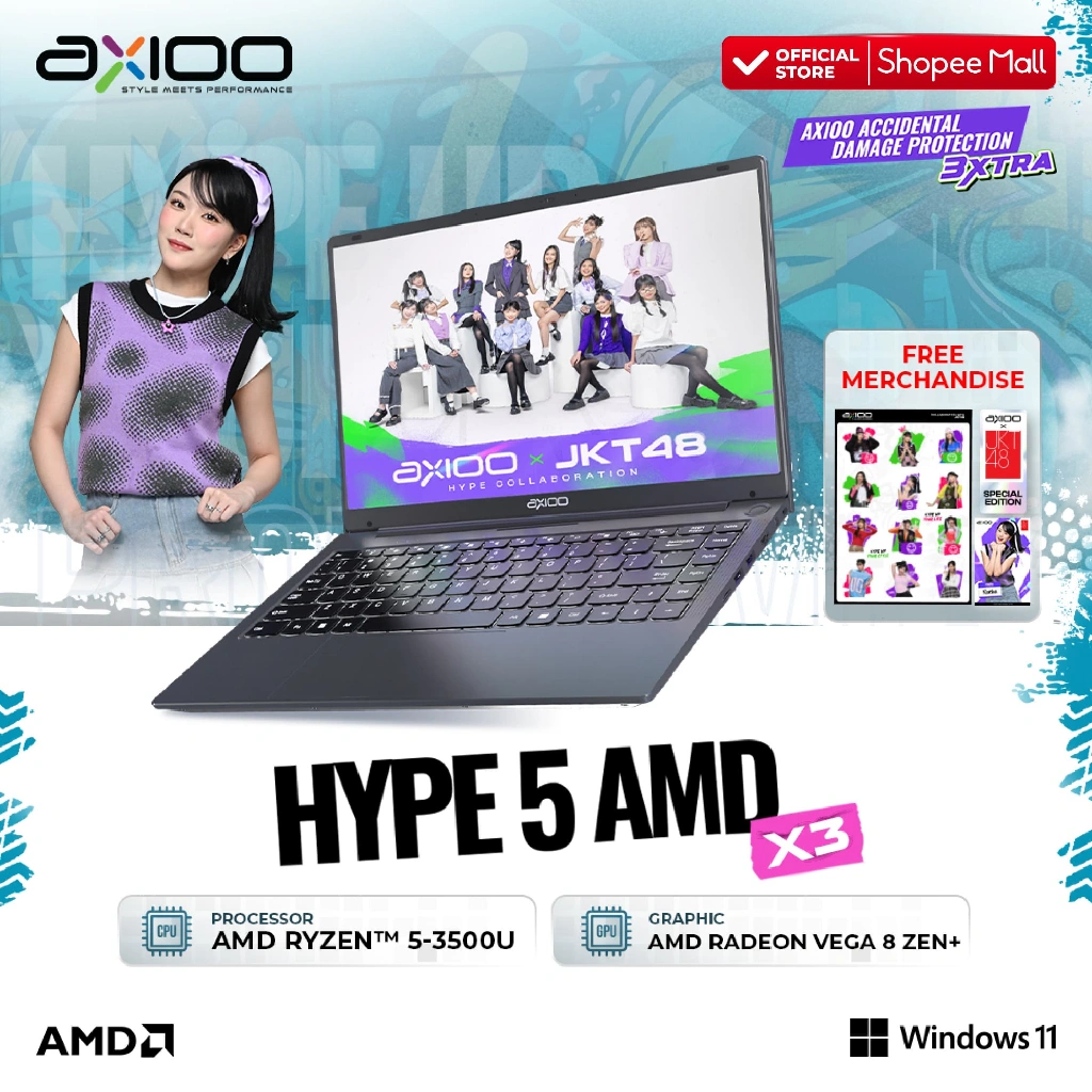 Axioo Laptop Hype 5 AMD X3 Ryzen 5-3500U/8GB/256GB/FHD IPS - Windows 11