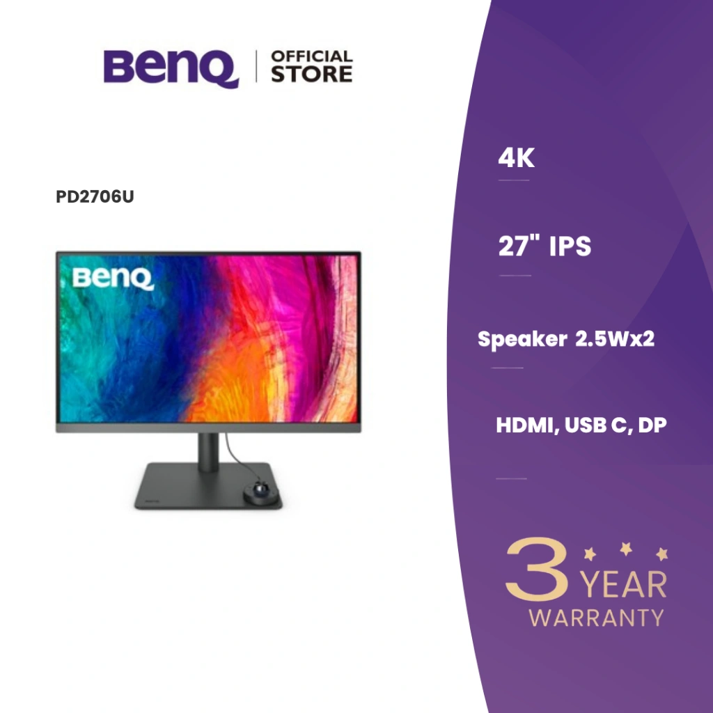 BenQ MONITOR PD2706U 27" Designer 4K IPS DCI-P3 95% VESAR HDR400