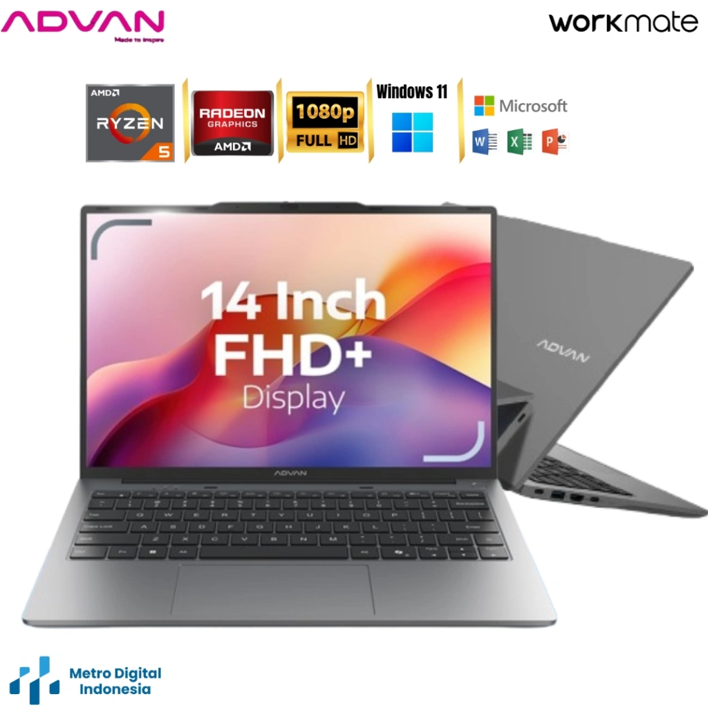 ADVAN Workmate AMD RYZEN 5 3500U RAM32GB SSD1TB 14'' FHD+ IPS Windows 11