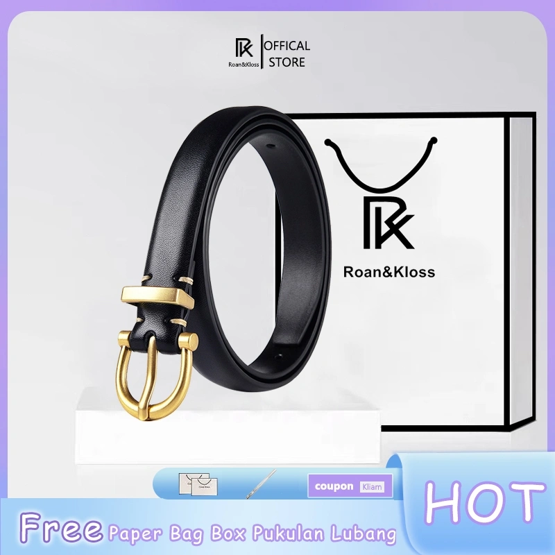 [Roan & Kloss] Ikat Pinggang Wanita Kulit Belt Wanita Gesper Wanita Sabuk Kulit 100%Kulit Premium (Free Kotak+ Kartu Garansi+Tas Jinjing)