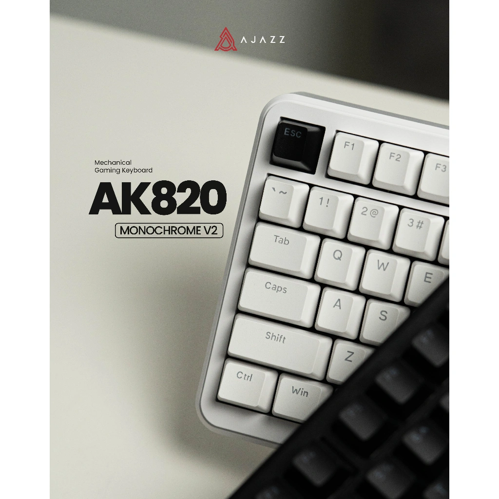 Ajazz AK820 Monochrome V2 75% Mechanical Keyboard Gaming Hotswappable With Gasket Mount