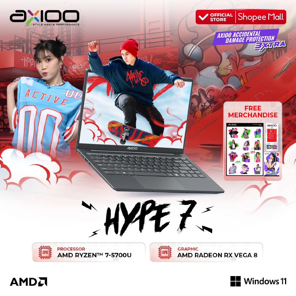 Axioo Laptop Hype 7 AMD X7-2 Ryzen 7-5825U/8GB/512GB/FHD IPS - Windows 11