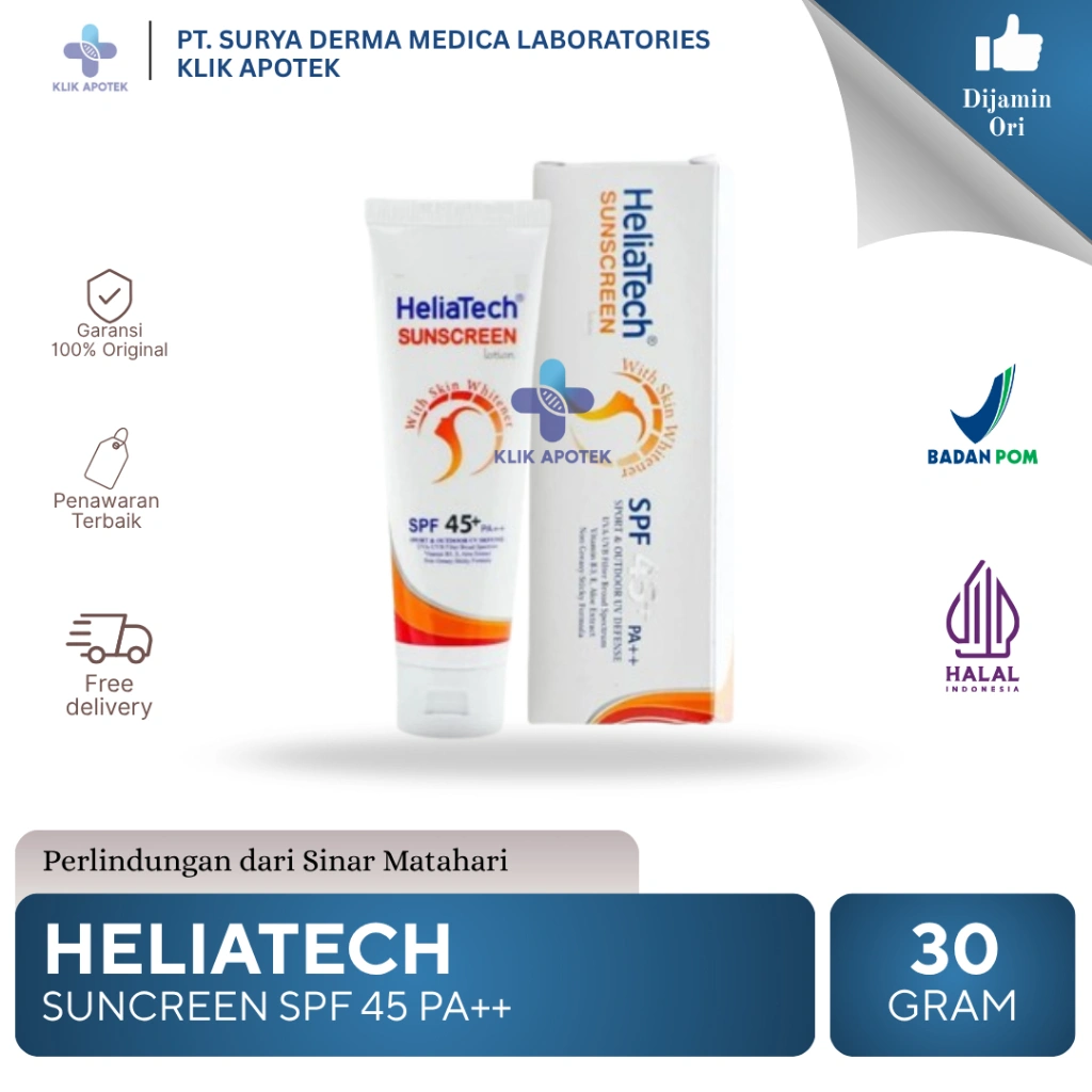 Heliatech Sunscreen Lotion Spf 45+ | Sport & Outdoor UV Defense | 30gr Tube