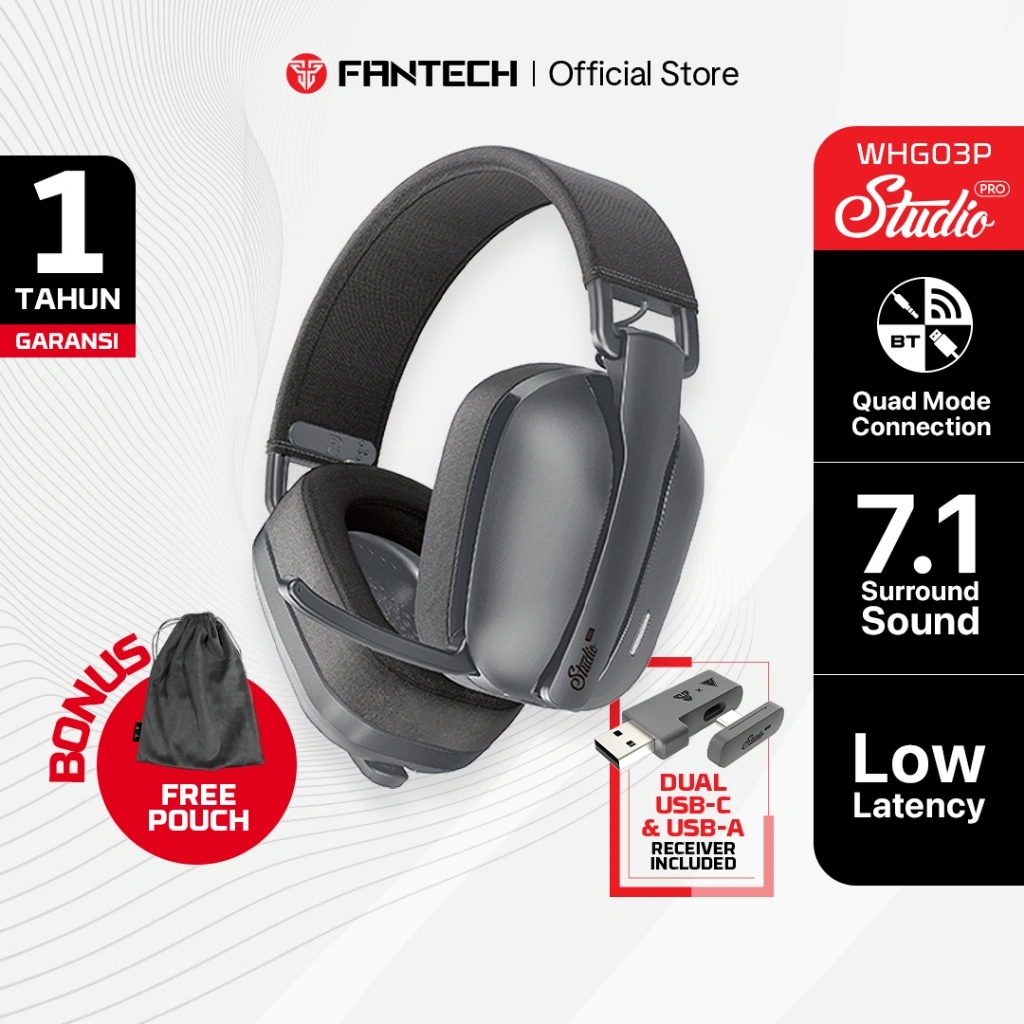 Fantech STUDIO (WHG03) / STUDIO PRO (WHG03P) Virtual 7.1 Headset Gaming Wireless Bluetooth Dongle 2.4ghz Headphone For PC Andriod IOS