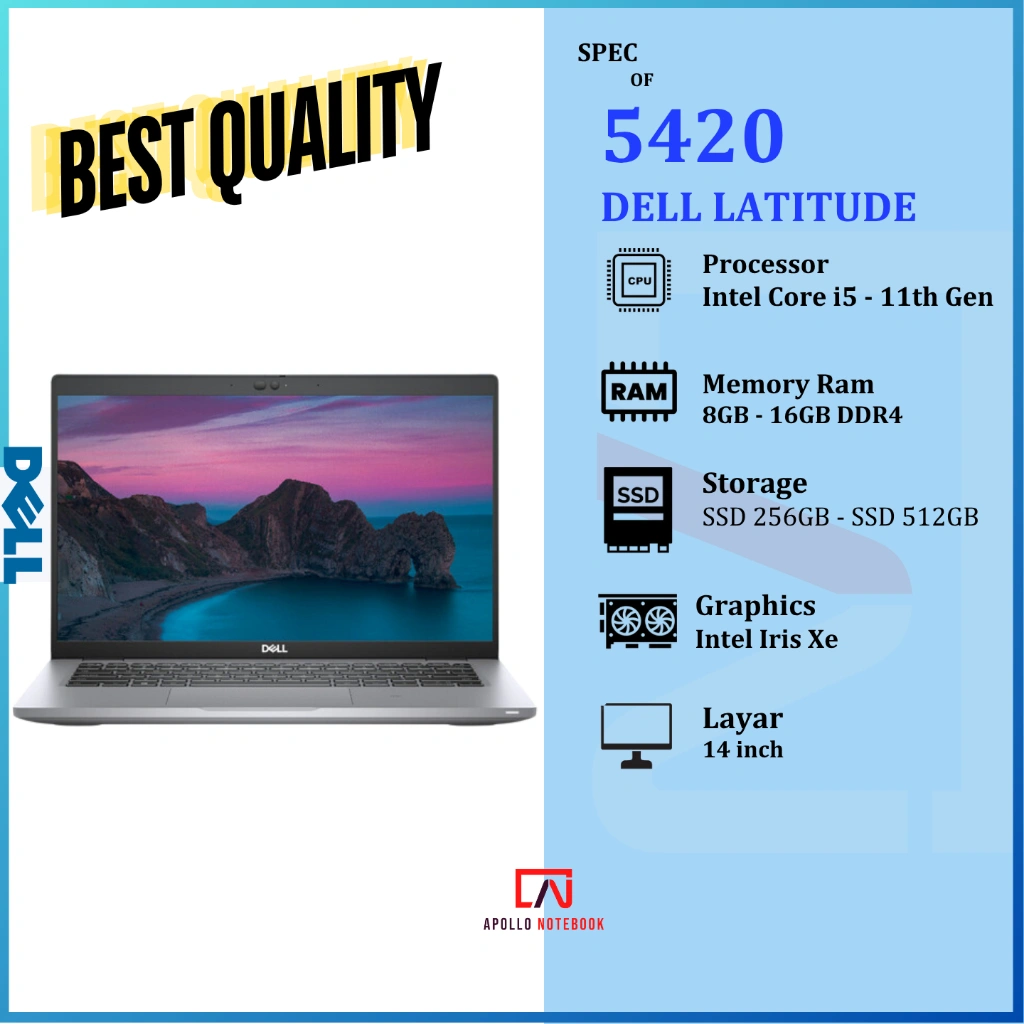 Laptop Dell Latitide 5410 5310 5450 5470 5480 5490 Core i5 / i7 | Ram 16GB | SSD 1TB - Slim Mulus Second Bergaransi
