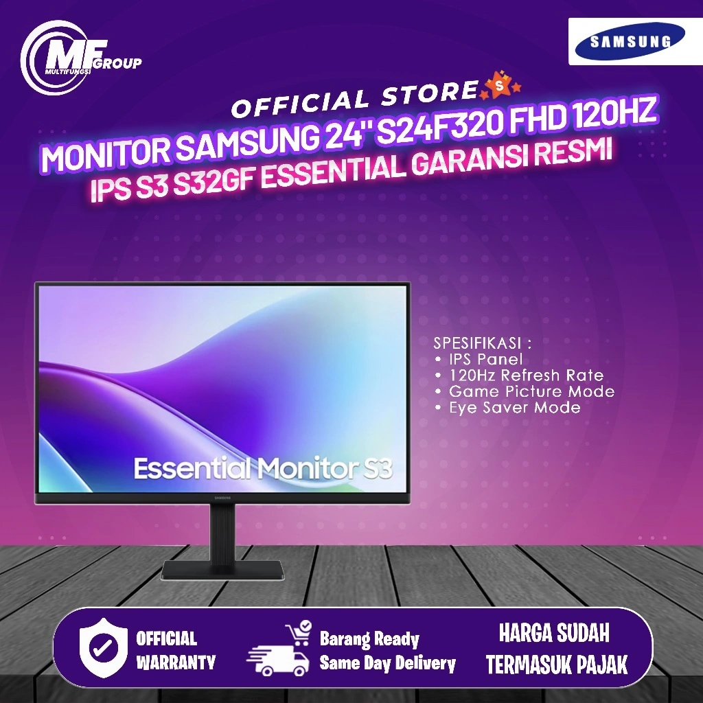 Monitor Samsung 24" S24F320 FHD 120Hz IPS S32GF Essential Garansi Resmi