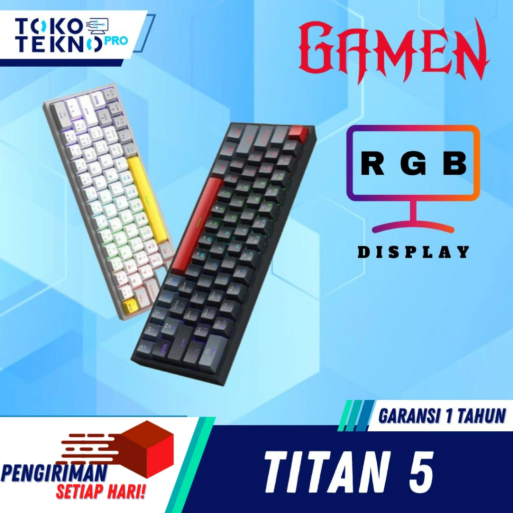 Gamen Titan V / 5 Wired Gaming Keyboard 60% Mechanical Garansi Resmi